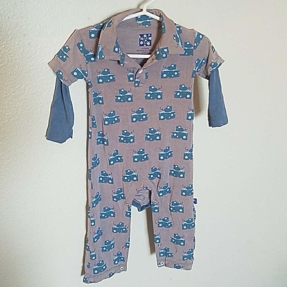 KicKee Pants Mouse & Cheese One Piece w/ Collar
